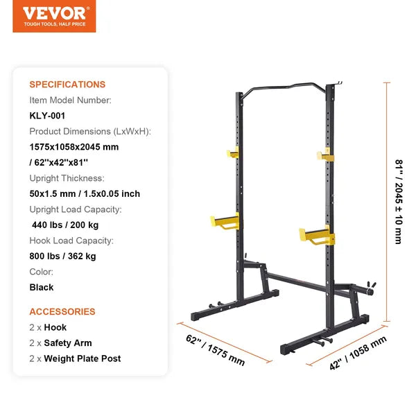 VEVOR - Squat Rack, Multifunctional Power Rack