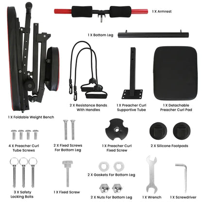 Adjustable Weight Bench with Curl Pad