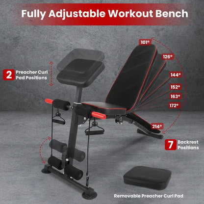 Adjustable Weight Bench with Curl Pad
