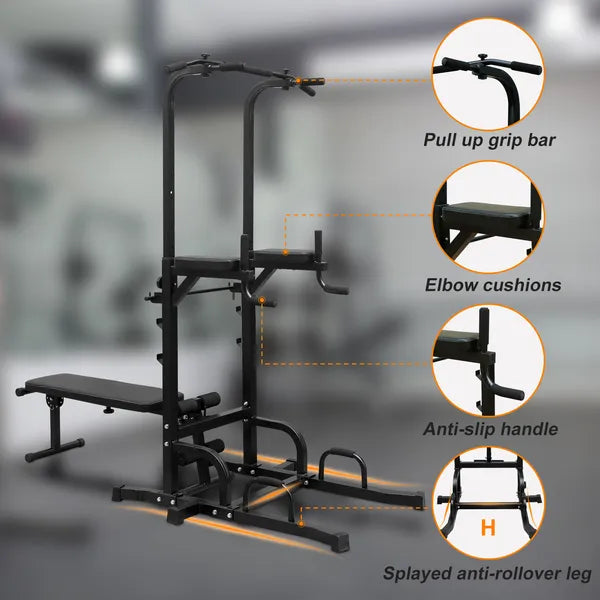 Dip Station Power Tower with Bench