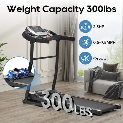 Foldable Home Treadmill with Pulse Sensor