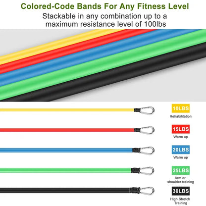 Set of 11 Resistance Bands for Exercise